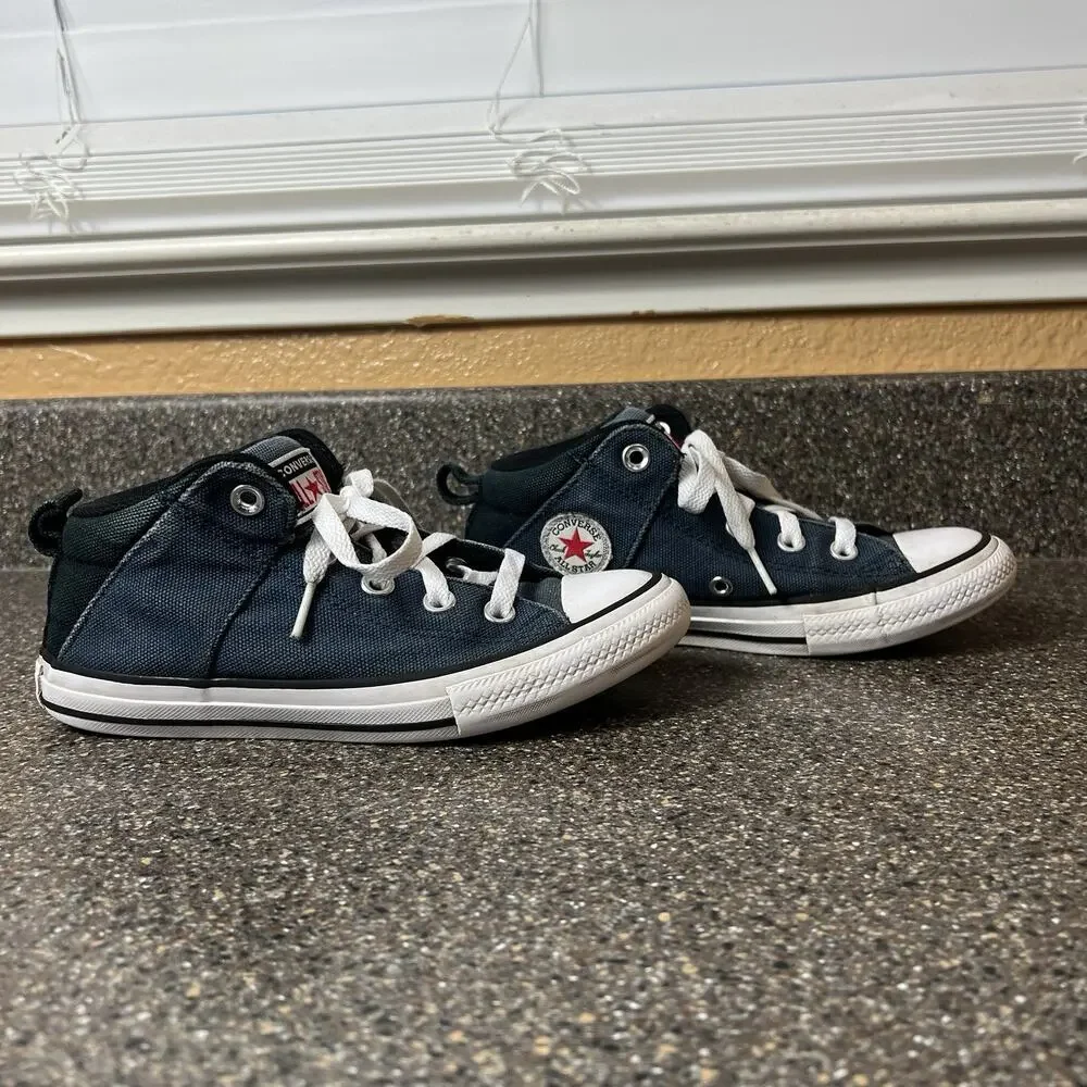 Converse All Star Kids Youth 2 Blue Canvas Mid Top Lace Up Padded Tongue Sneaker